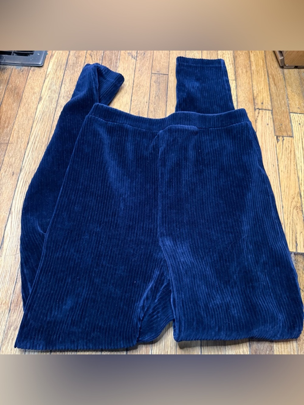Lauren Ralph Lauren Plush Ribbed Navy Blue Velour Leggings - Size Large